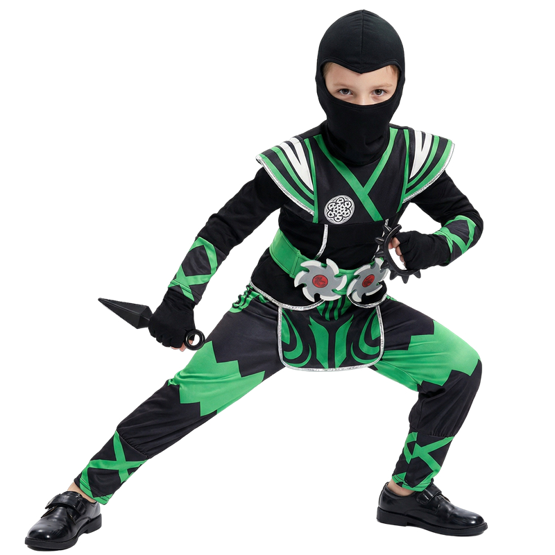 Cosplay Anime Boy - Japanse Ninja-kostuumset voor kinderen Groene Samurai-aankleding