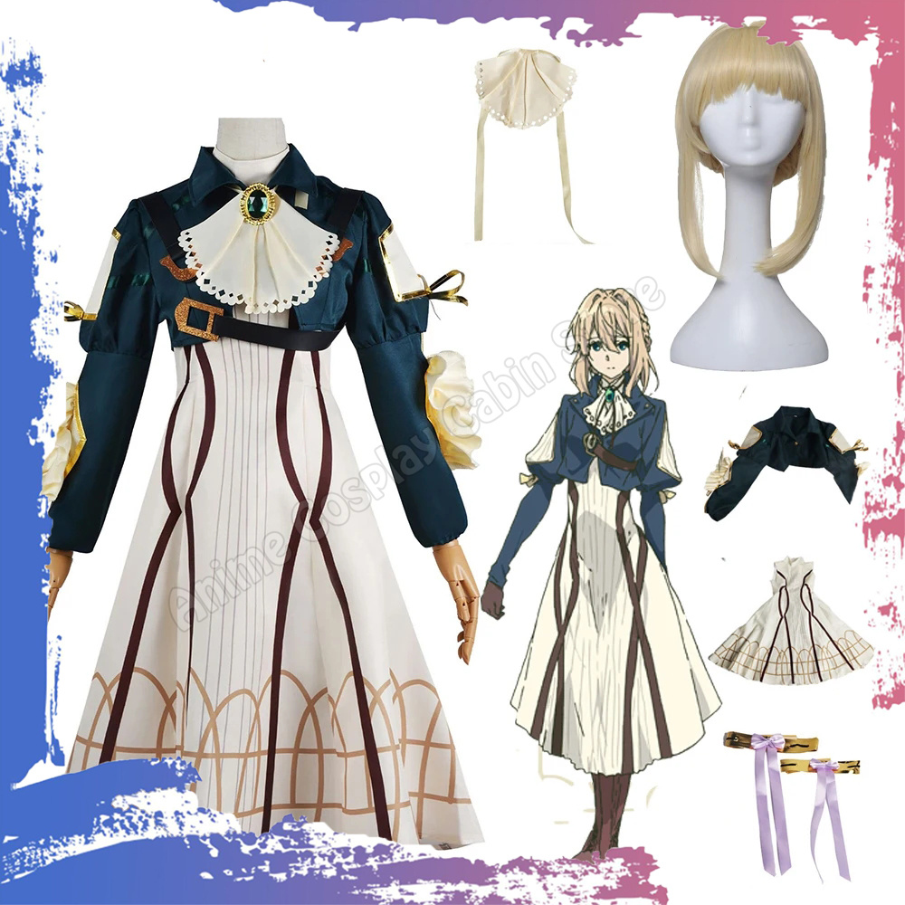 Violet Evergarden Dress - Anime Violet Evergarden Cosplay Kostuum Pruik