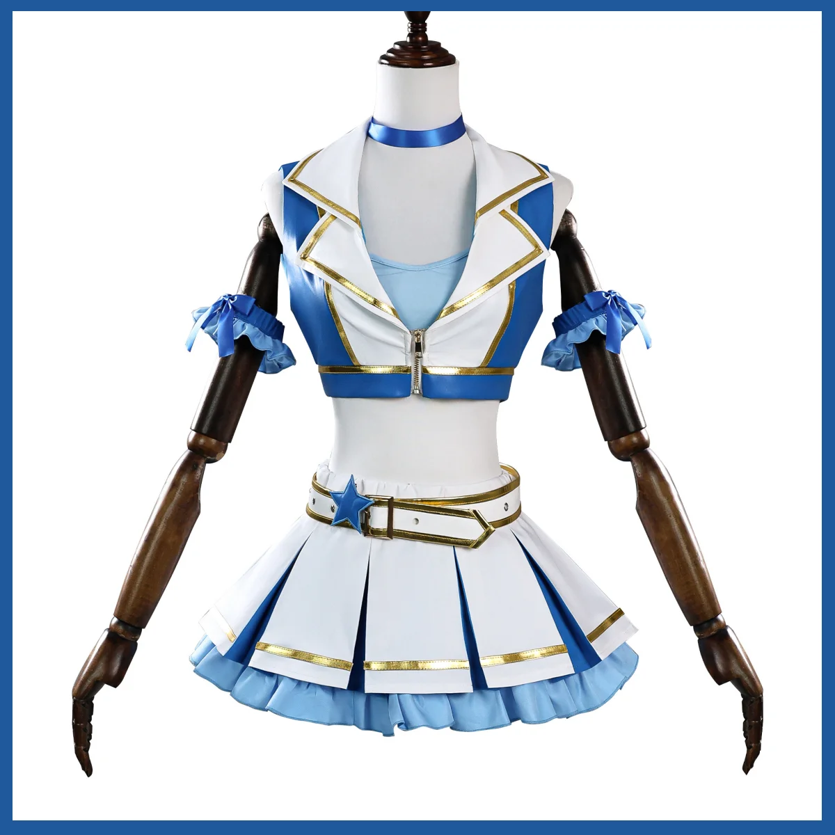 Blauw Wit PU Jas Rok Pruik Vro - Re Zero Rem Wig recensie en prijs