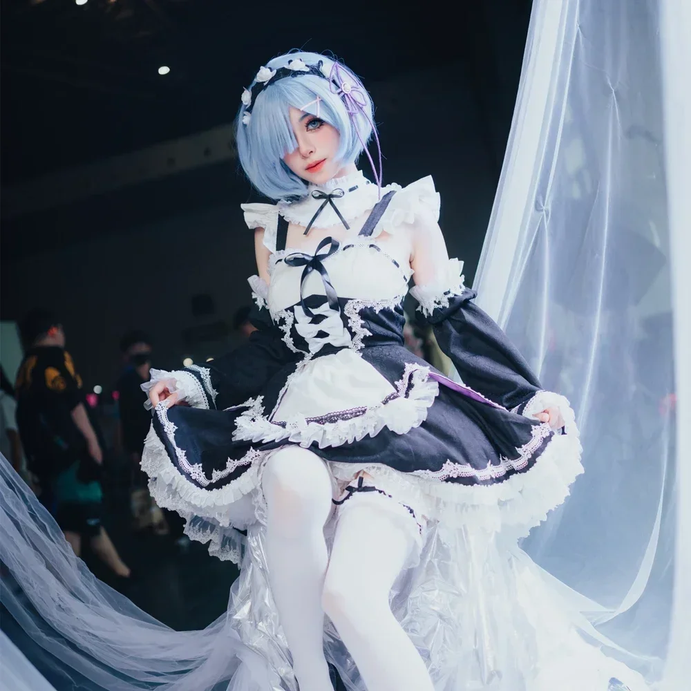 Nieuwe Anime Maid Rem Cosplay  - Re Zero Rem Wig recensie en prijs
