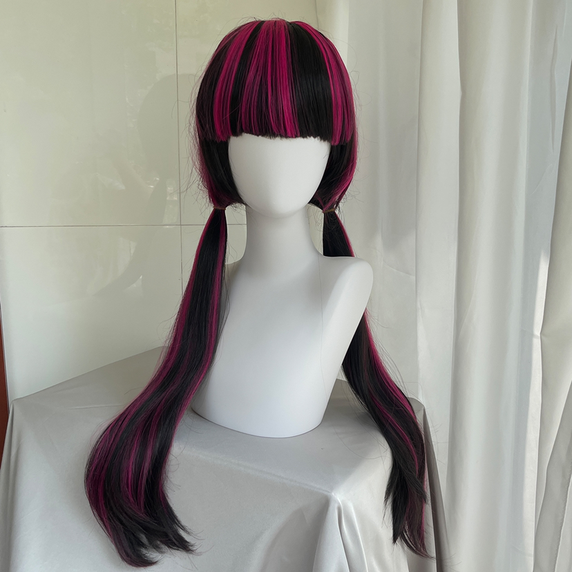 Hoge kwaliteit film Draculaura - Anime Cosplay Long Black Hair recensie en prijs